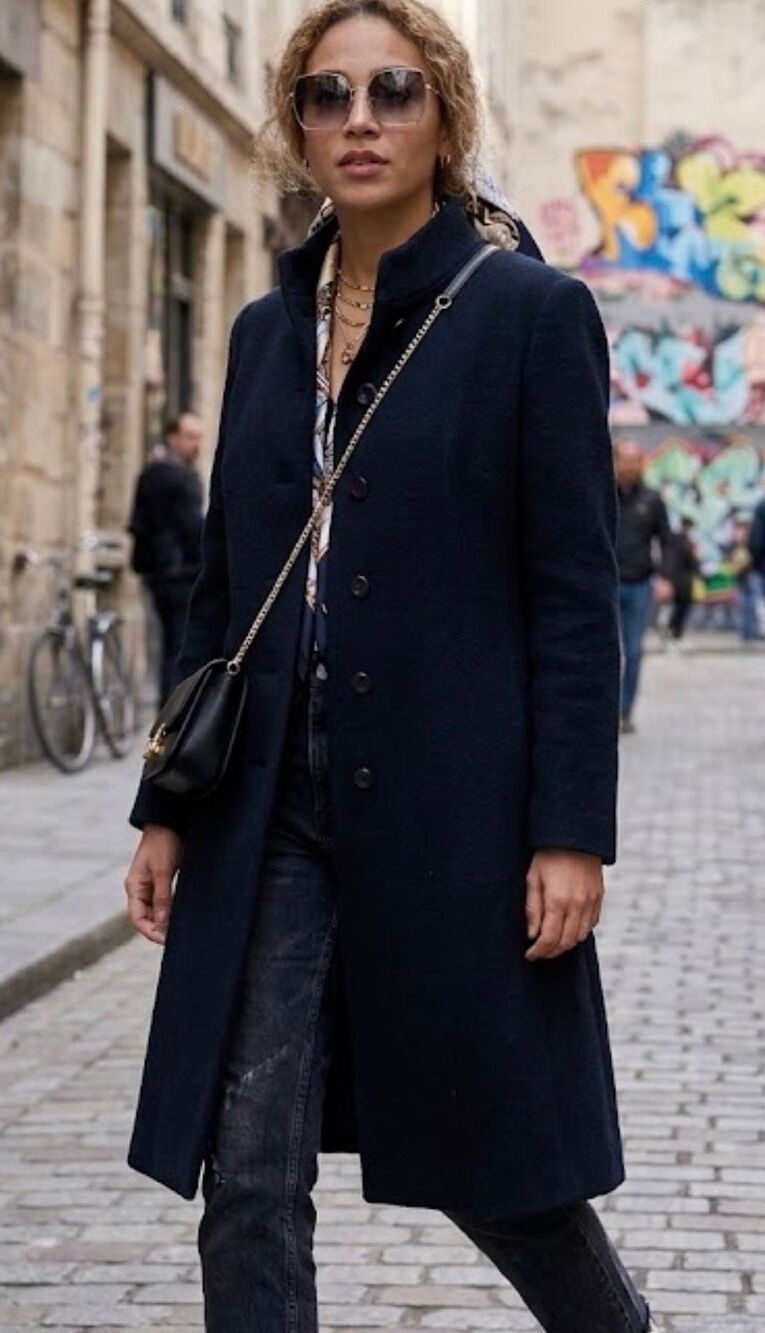 Reflections Navy Blue Wool Coat Women’s Size 10 Peacoat Fall Winter